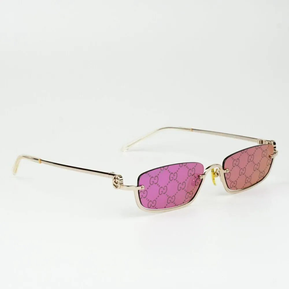 NEW Gucci GG1278S 005 Gold Violet Treatment Monogram Rectangle Unisex Sunglasses